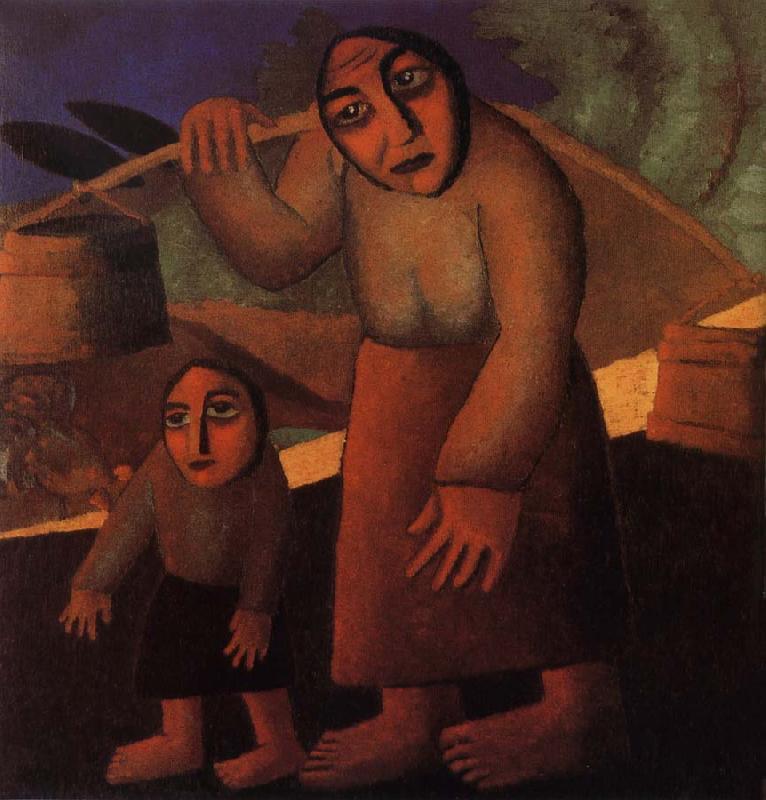 Kasimir Malevich The Woman and child Pick up the water pail